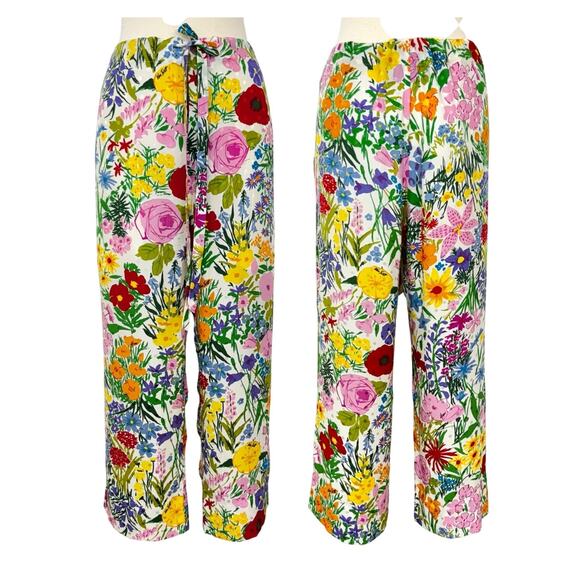 Gucci Pants - Gucci x Ken Scott Silk Twill Floral Pants Cropped XS Multicolor Flora